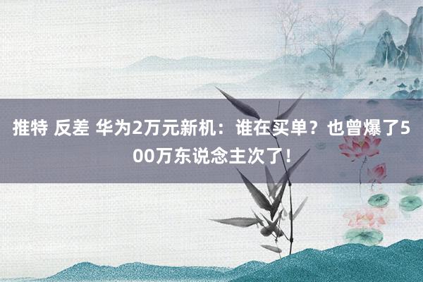 推特 反差 华为2万元新机：谁在买单？也曾爆了500万东说念主次了！