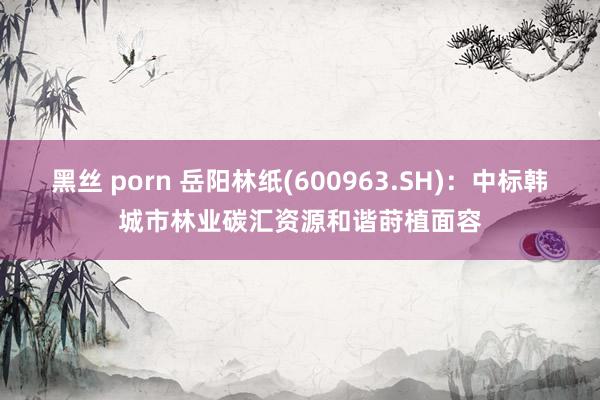 黑丝 porn 岳阳林纸(600963.SH)：中标韩城市林业碳汇资源和谐莳植面容