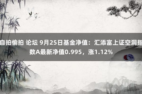 自拍偷拍 论坛 9月25日基金净值：汇添富上证空洞指数A最新净值0.995，涨1.12%