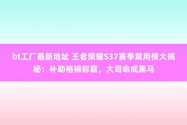 bt工厂最新地址 王者荣耀S37赛季禁用榜大揭秘：补助袼褙称霸，大司命成黑马