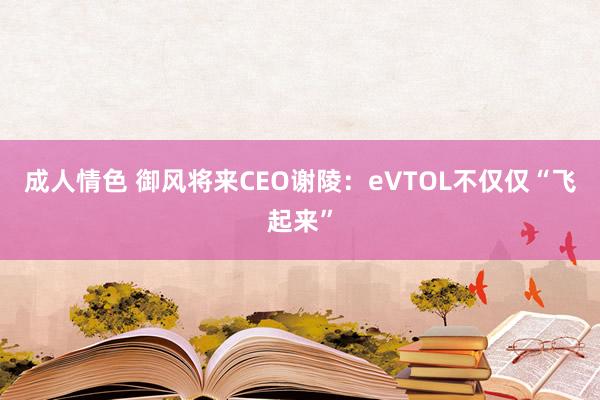 成人情色 御风将来CEO谢陵：eVTOL不仅仅“飞起来”