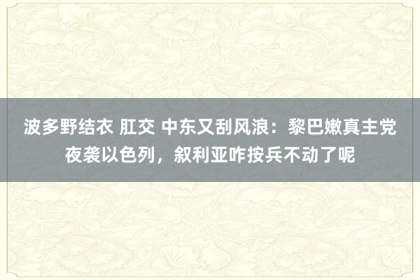 波多野结衣 肛交 中东又刮风浪：黎巴嫩真主党夜袭以色列，叙利亚咋按兵不动了呢