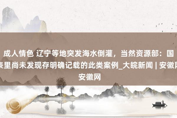 成人情色 辽宁等地突发海水倒灌，当然资源部：国表里尚未发现存明确记载的此类案例_大皖新闻 | 安徽网