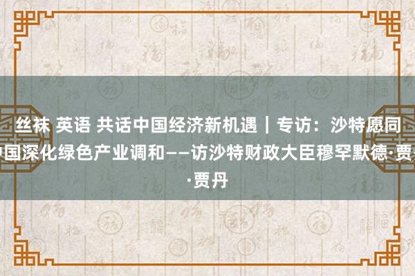 丝袜 英语 共话中国经济新机遇｜专访：沙特愿同中国深化绿色产业调和——访沙特财政大臣穆罕默德·贾丹