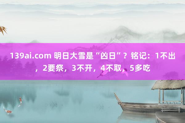 139ai.com 明日大雪是“凶日”？铭记：1不出，2要祭，3不开，4不取，5多吃