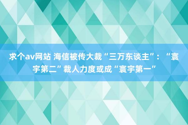 求个av网站 海信被传大裁“三万东谈主”：“寰宇第二”裁人力度或成“寰宇第一”