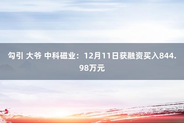 勾引 大爷 中科磁业：12月11日获融资买入844.98万元