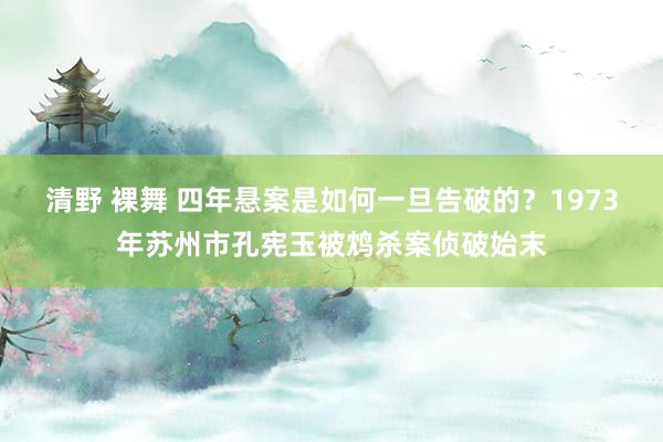 清野 裸舞 四年悬案是如何一旦告破的？1973年苏州市孔宪玉被鸩杀案侦破始末