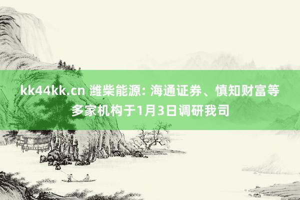 kk44kk.cn 潍柴能源: 海通证券、慎知财富等多家机构于1月3日调研我司