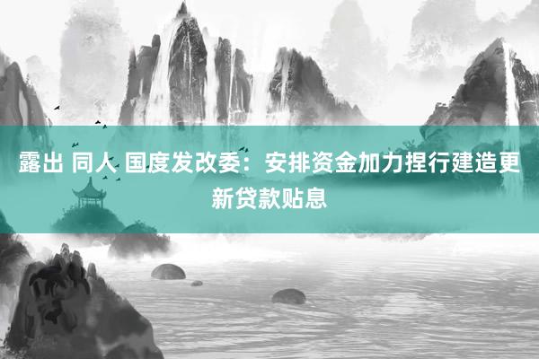 露出 同人 国度发改委：安排资金加力捏行建造更新贷款贴息