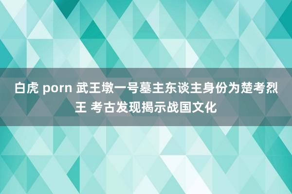 白虎 porn 武王墩一号墓主东谈主身份为楚考烈王 考古发现揭示战国文化