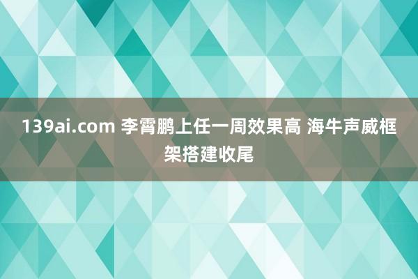 139ai.com 李霄鹏上任一周效果高 海牛声威框架搭建收尾